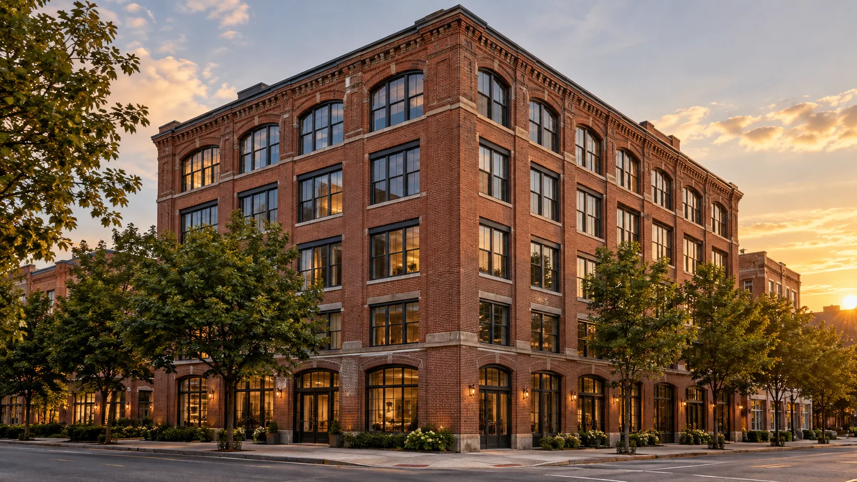 A welcoming brick apartment building